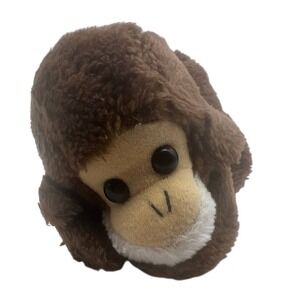 Animal Fair Shy Monkey Plush Vintage Brown Stuffed Animal Toy Soulful Eyes
